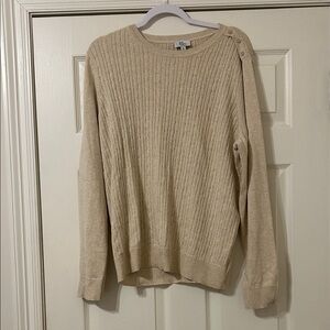 Kim Rogers Cream Ribbed Knit Sweater